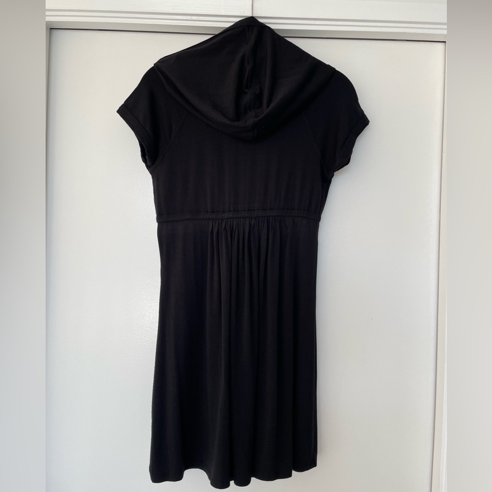 robin piccone black v neck beach cover up / dress with hood / small - Picture 2 of 5